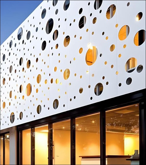 Perforated Metal Facade Panels for Exterior Wall Features