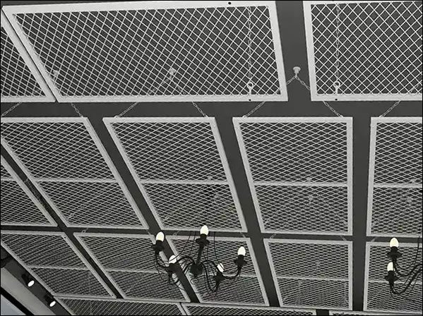 White Framed Welded Mesh Panels Used as Suspended Ceiling Grids