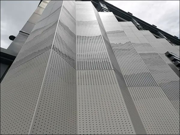 Perforated Metal Mesh Cladding for Sun Shading and Visual Design